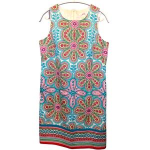 NWoT London Times paisley colorful‎ cotton shift dress girlcore barbiecore US 8